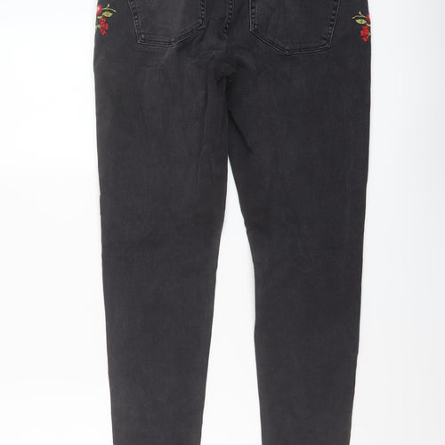 Denim & Co. Womens Grey Cotton Skinny Jeans Size 12 L27 in Regular Button