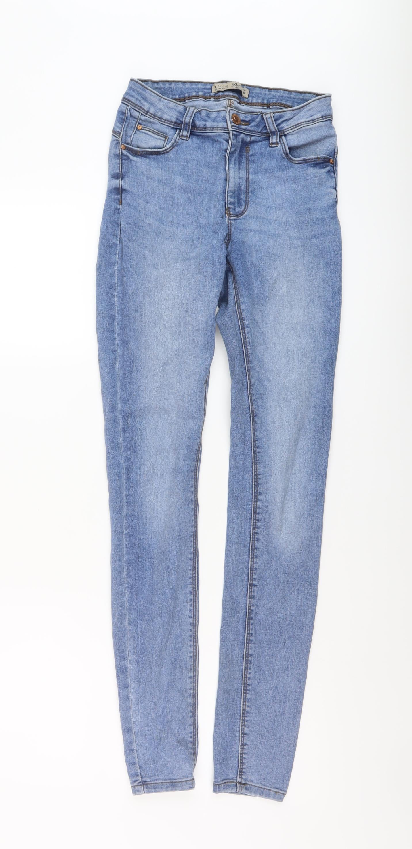 Denim & Co. Womens Blue Cotton Skinny Jeans Size 8 L30 in Regular Button