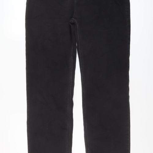 Marks and Spencer Womens Black Cotton Straight Jeans Size 14 L31 in Regular Button