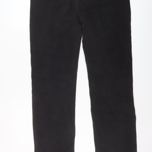 Marks and Spencer Womens Black Cotton Straight Jeans Size 14 L31 in Regular Button