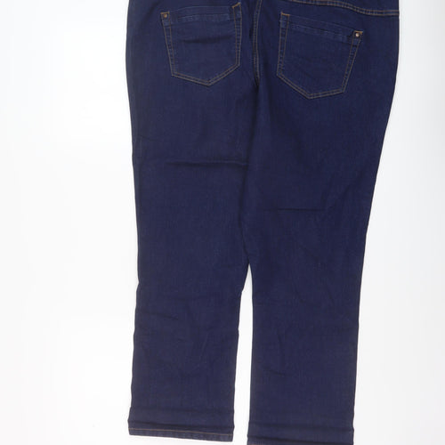 Georfge Womens Blue Cotton Straight Jeans Size 20 L25 in Regular Button