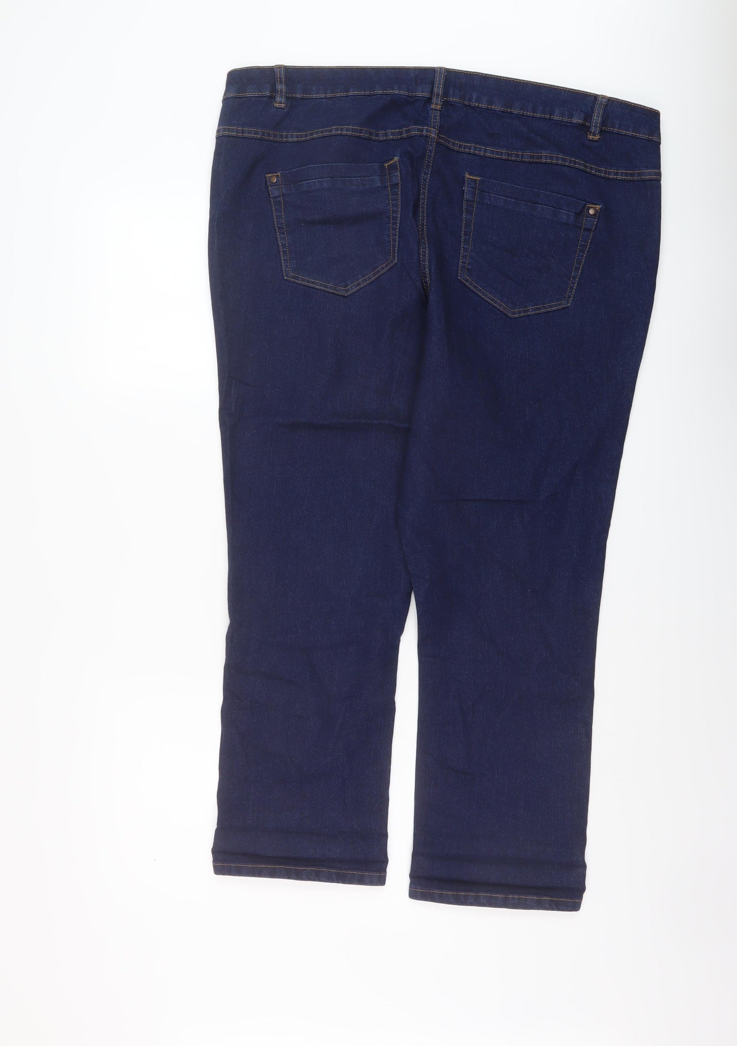 Georfge Womens Blue Cotton Straight Jeans Size 20 L25 in Regular Button