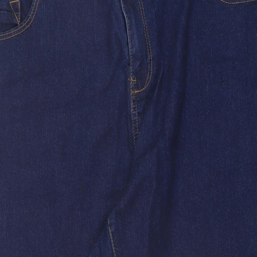Georfge Womens Blue Cotton Straight Jeans Size 20 L25 in Regular Button