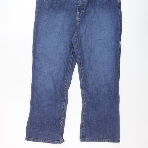 Marks and Spencer Womens Blue Cotton Capri Jeans Size 12 L22 in Regular Button
