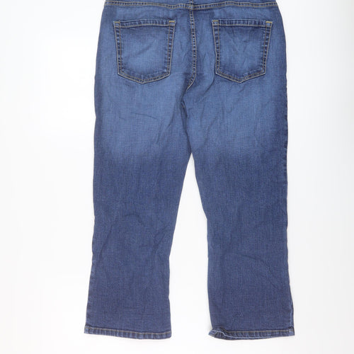 Marks and Spencer Womens Blue Cotton Capri Jeans Size 12 L22 in Regular Button