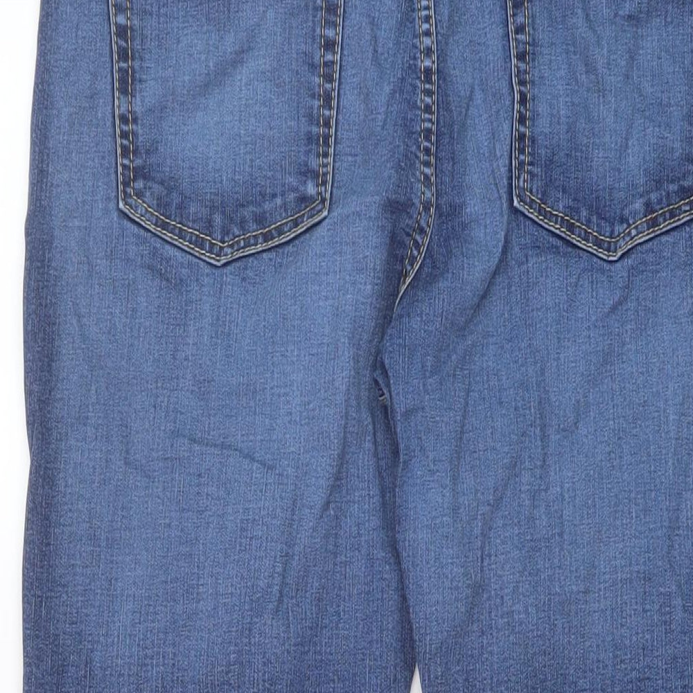 Marks and Spencer Womens Blue Cotton Capri Jeans Size 12 L22 in Regular Button
