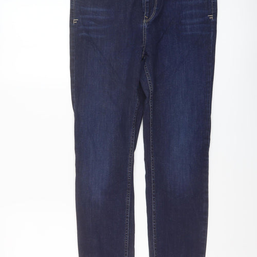 Fat Face Womens Blue Cotton Straight Jeans Size 14 L28 in Regular Button