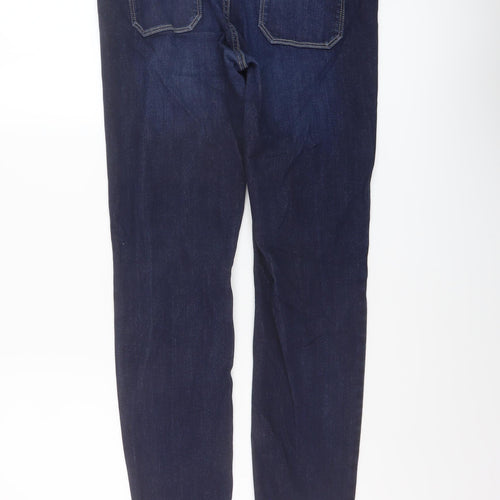 Fat Face Womens Blue Cotton Straight Jeans Size 14 L28 in Regular Button