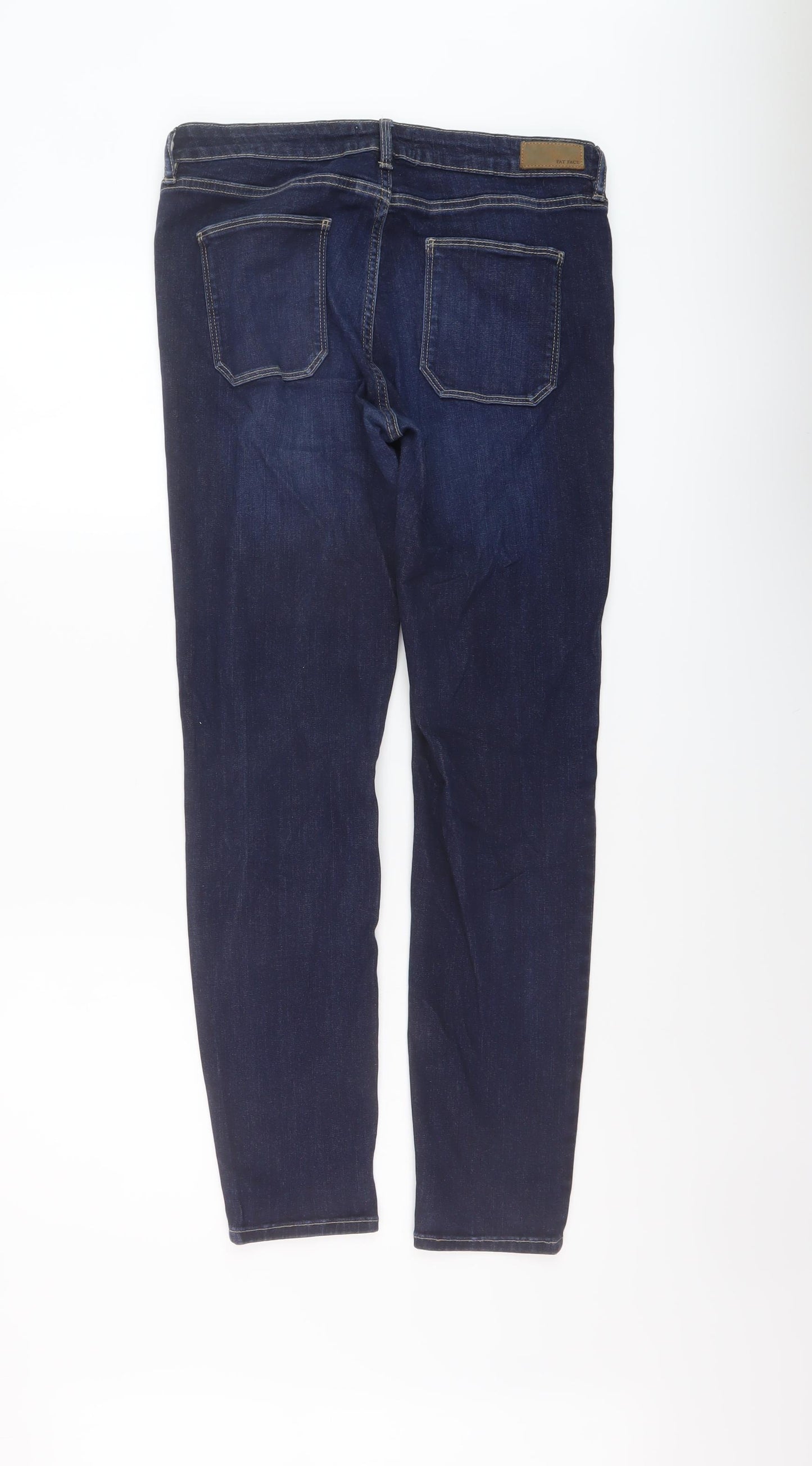 Fat Face Womens Blue Cotton Straight Jeans Size 14 L28 in Regular Button