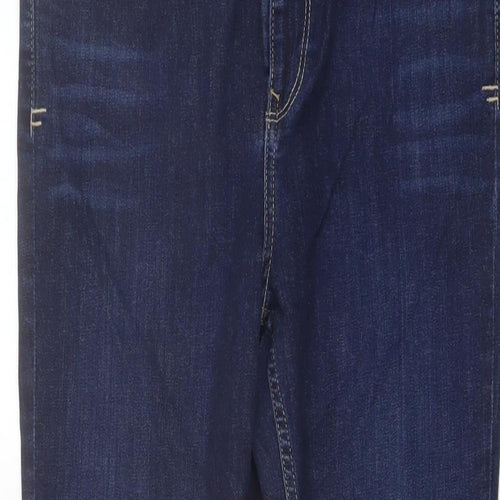 Fat Face Womens Blue Cotton Straight Jeans Size 14 L28 in Regular Button