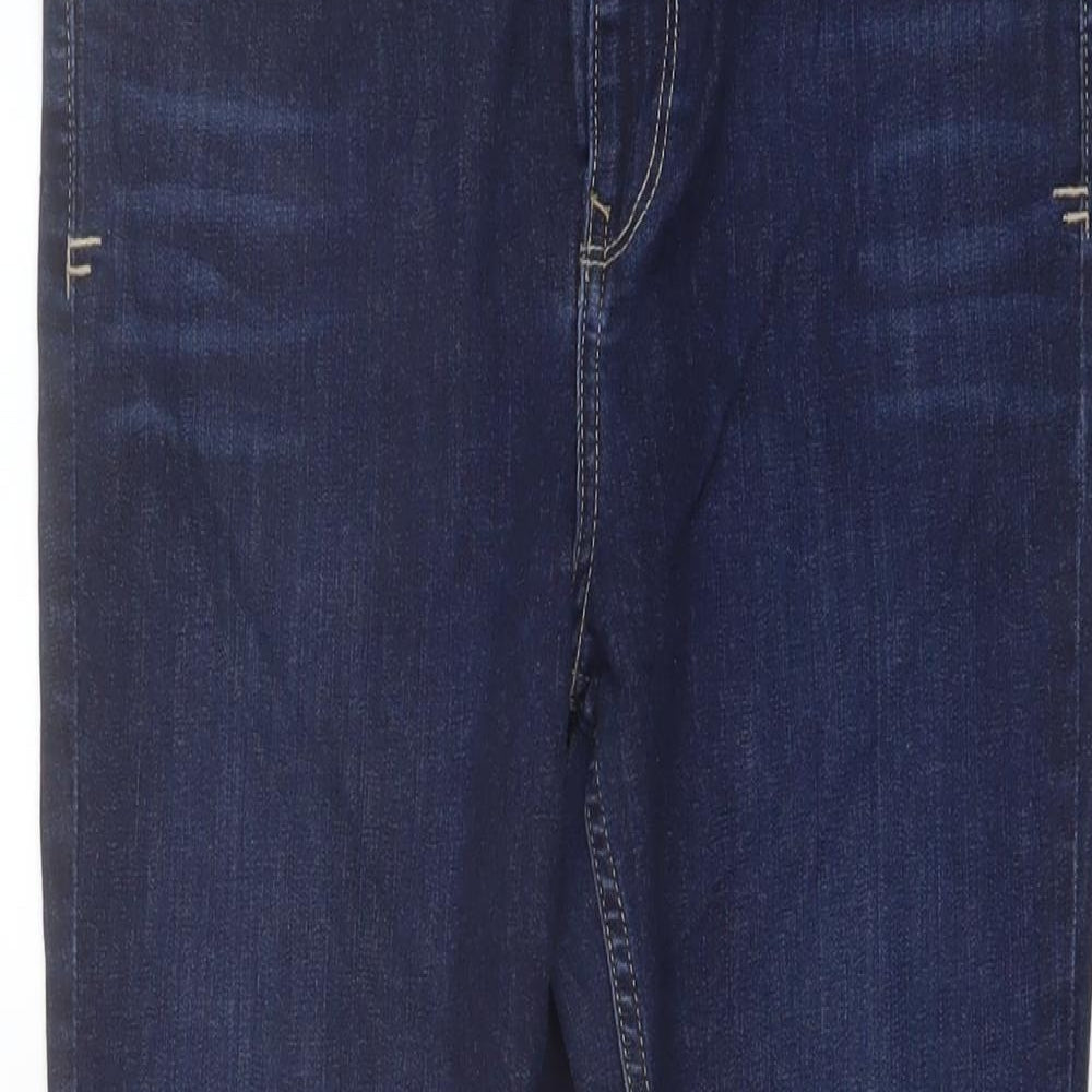 Fat Face Womens Blue Cotton Straight Jeans Size 14 L28 in Regular Button