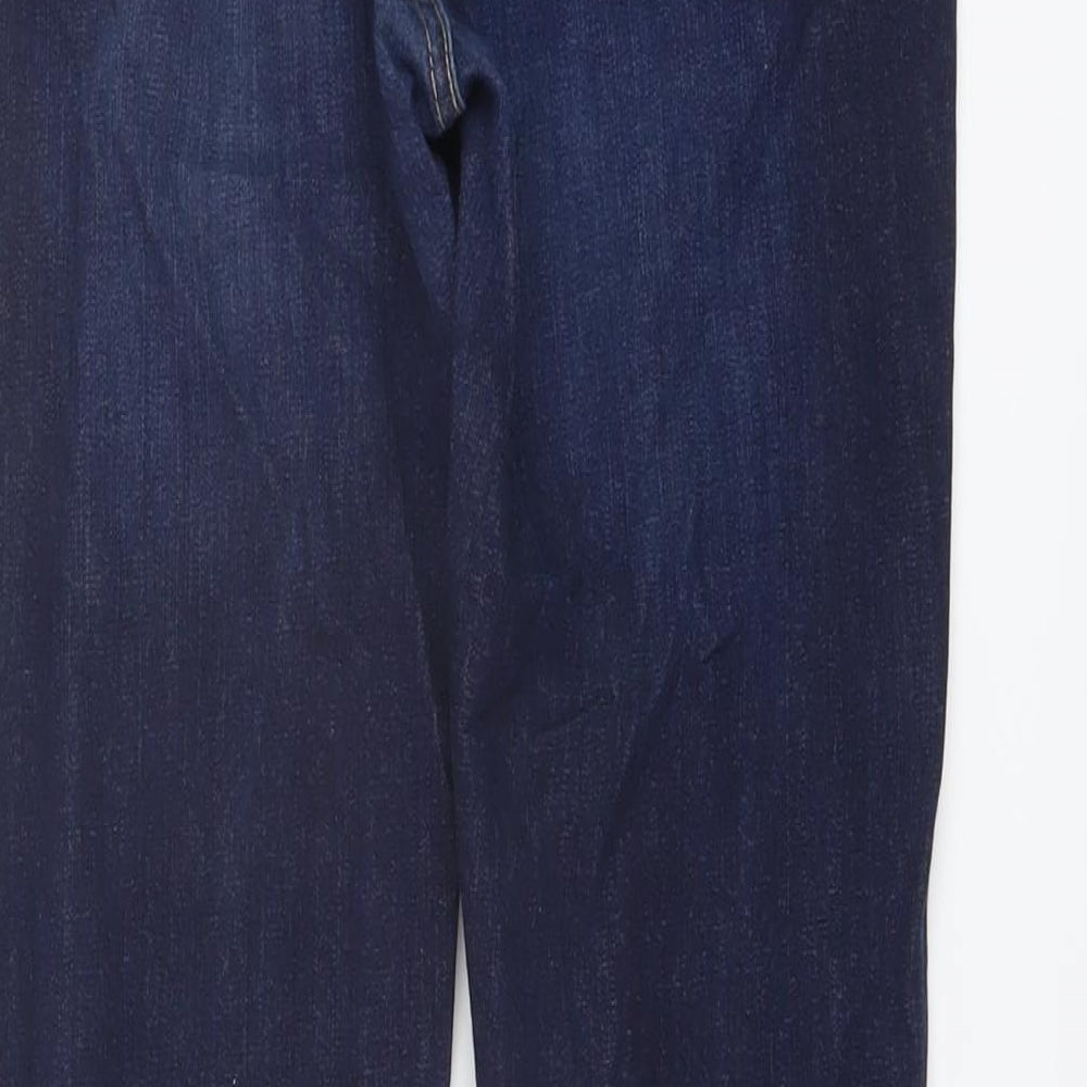 Fat Face Womens Blue Cotton Straight Jeans Size 14 L28 in Regular Button
