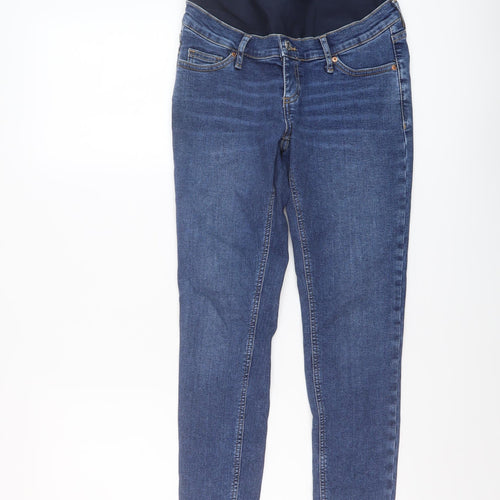 Topshop Womens Blue Cotton Skinny Jeans Size 8 L28 in Regular Button