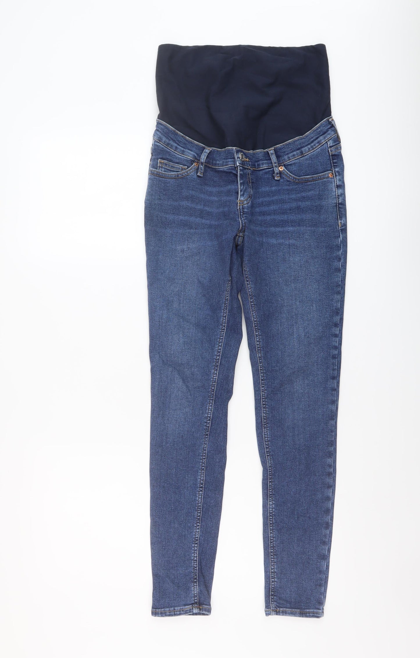 Topshop Womens Blue Cotton Skinny Jeans Size 8 L28 in Regular Button