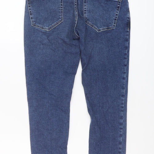 Topshop Womens Blue Cotton Skinny Jeans Size 8 L28 in Regular Button