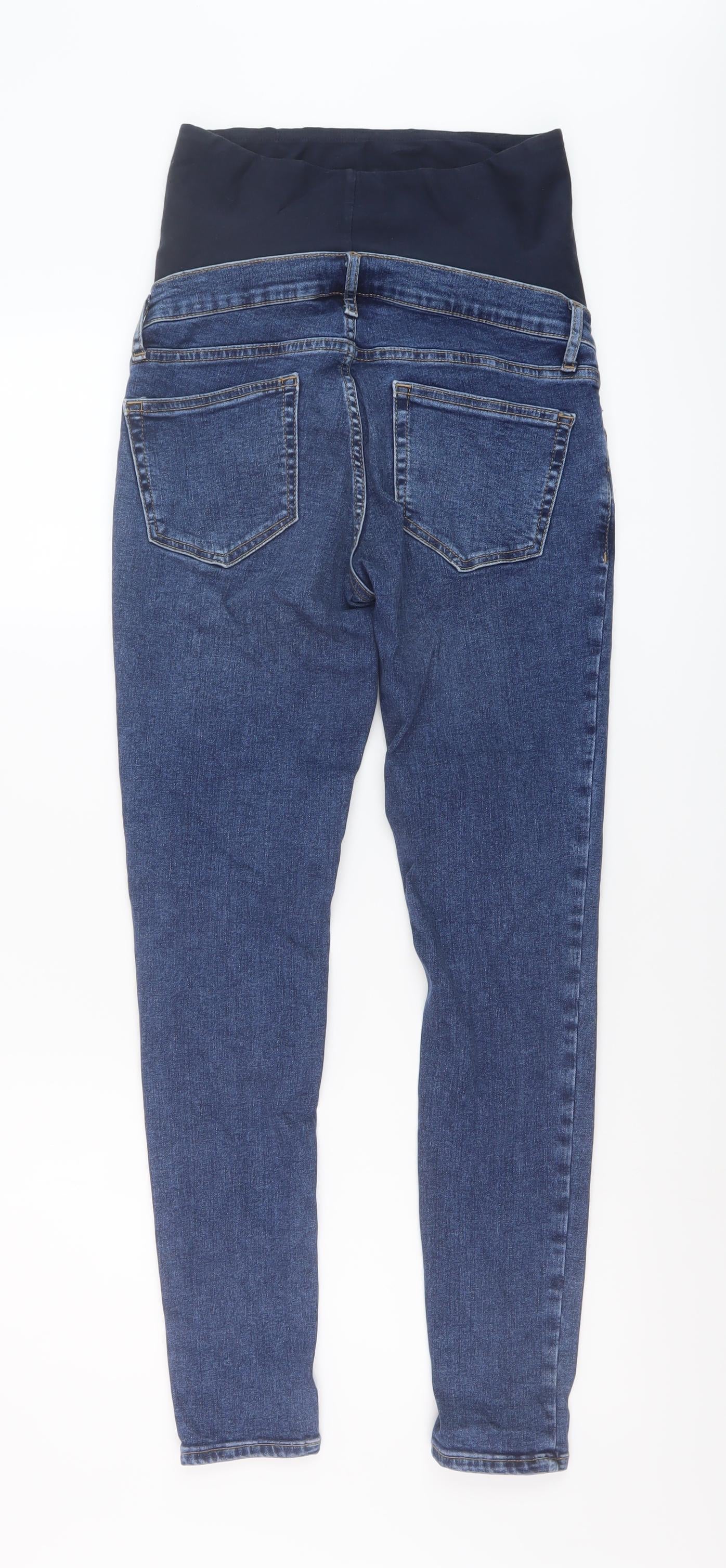 Topshop Womens Blue Cotton Skinny Jeans Size 8 L28 in Regular Button