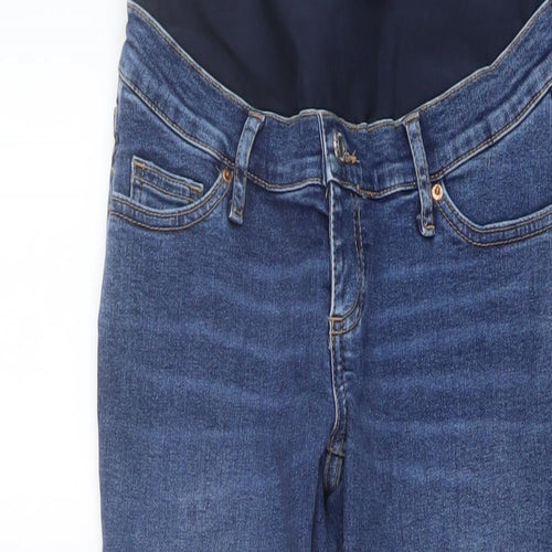 Topshop Womens Blue Cotton Skinny Jeans Size 8 L28 in Regular Button