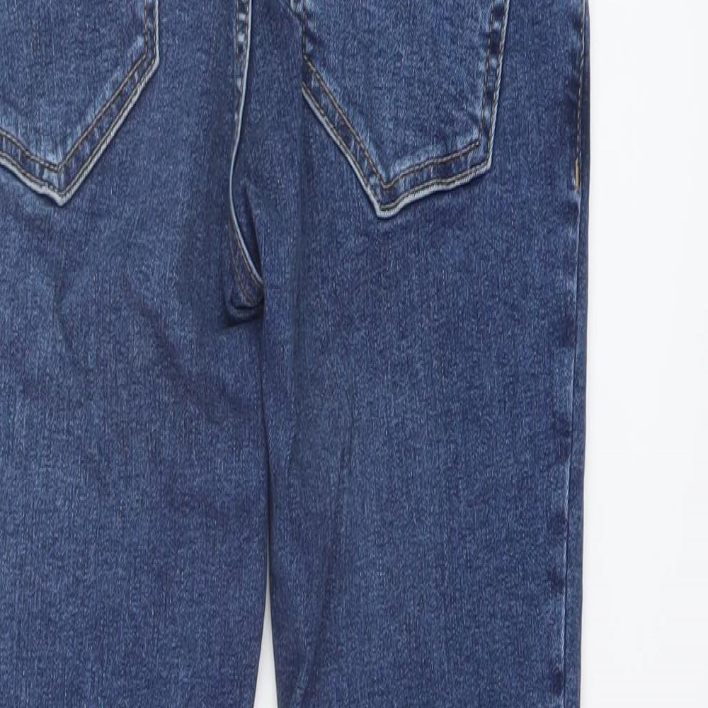 Topshop Womens Blue Cotton Skinny Jeans Size 8 L28 in Regular Button