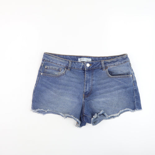 Denim & Co. Womens Blue Cotton Hot Pants Shorts Size 16 L3 in Regular Button