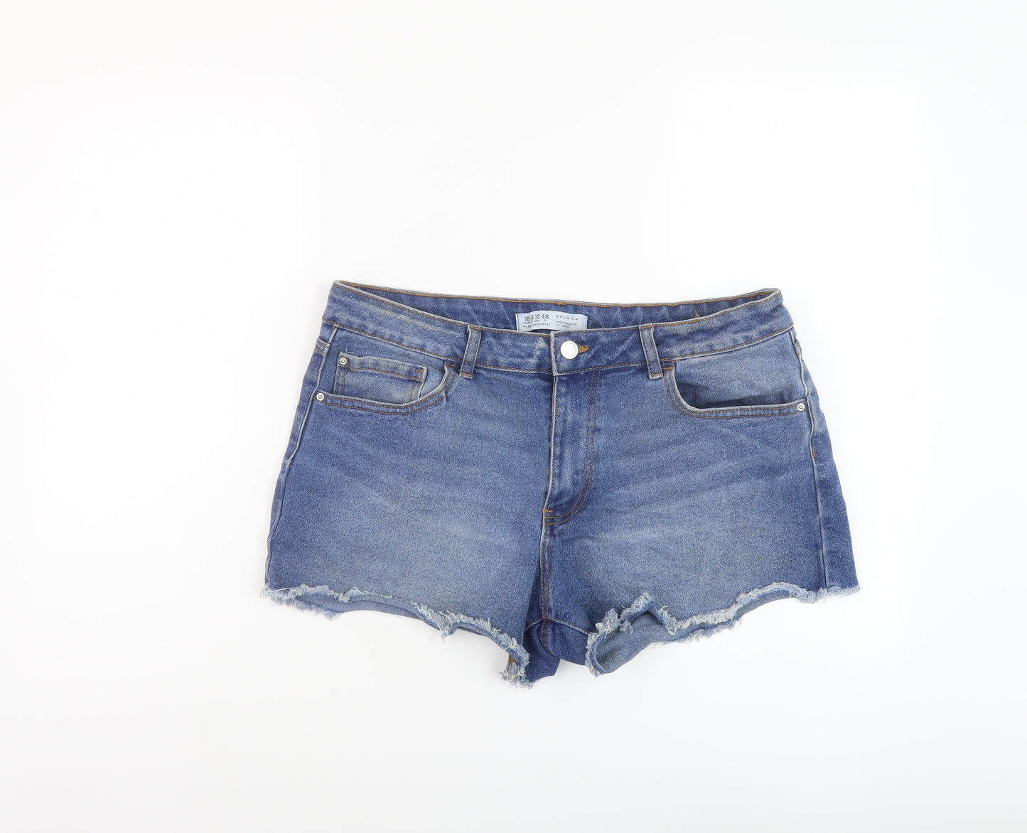 Denim & Co. Womens Blue Cotton Hot Pants Shorts Size 16 L3 in Regular Button