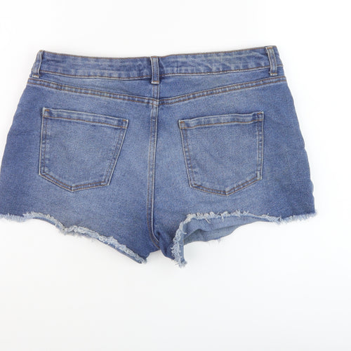 Denim & Co. Womens Blue Cotton Hot Pants Shorts Size 16 L3 in Regular Button