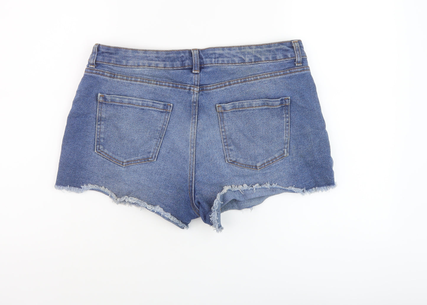Denim & Co. Womens Blue Cotton Hot Pants Shorts Size 16 L3 in Regular Button
