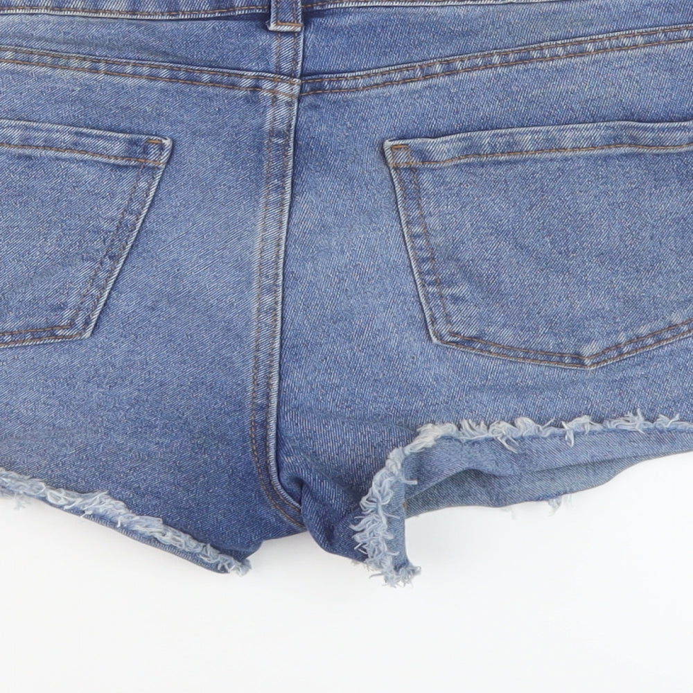 Denim & Co. Womens Blue Cotton Hot Pants Shorts Size 16 L3 in Regular Button
