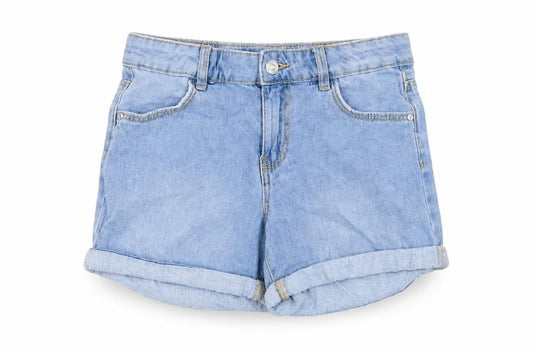Denim & Co. Girls Blue Cotton Hot Pants Shorts Size 10-11 Years Regular Zip