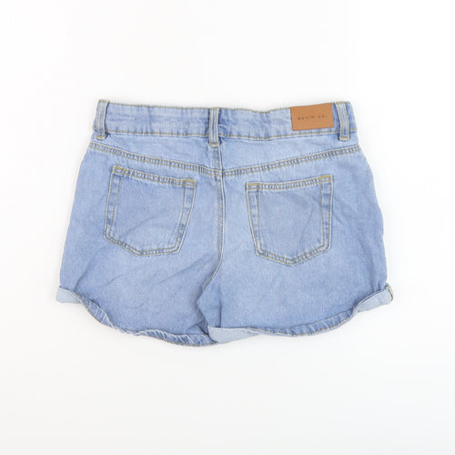 Denim & Co. Girls Blue Cotton Hot Pants Shorts Size 10-11 Years Regular Zip