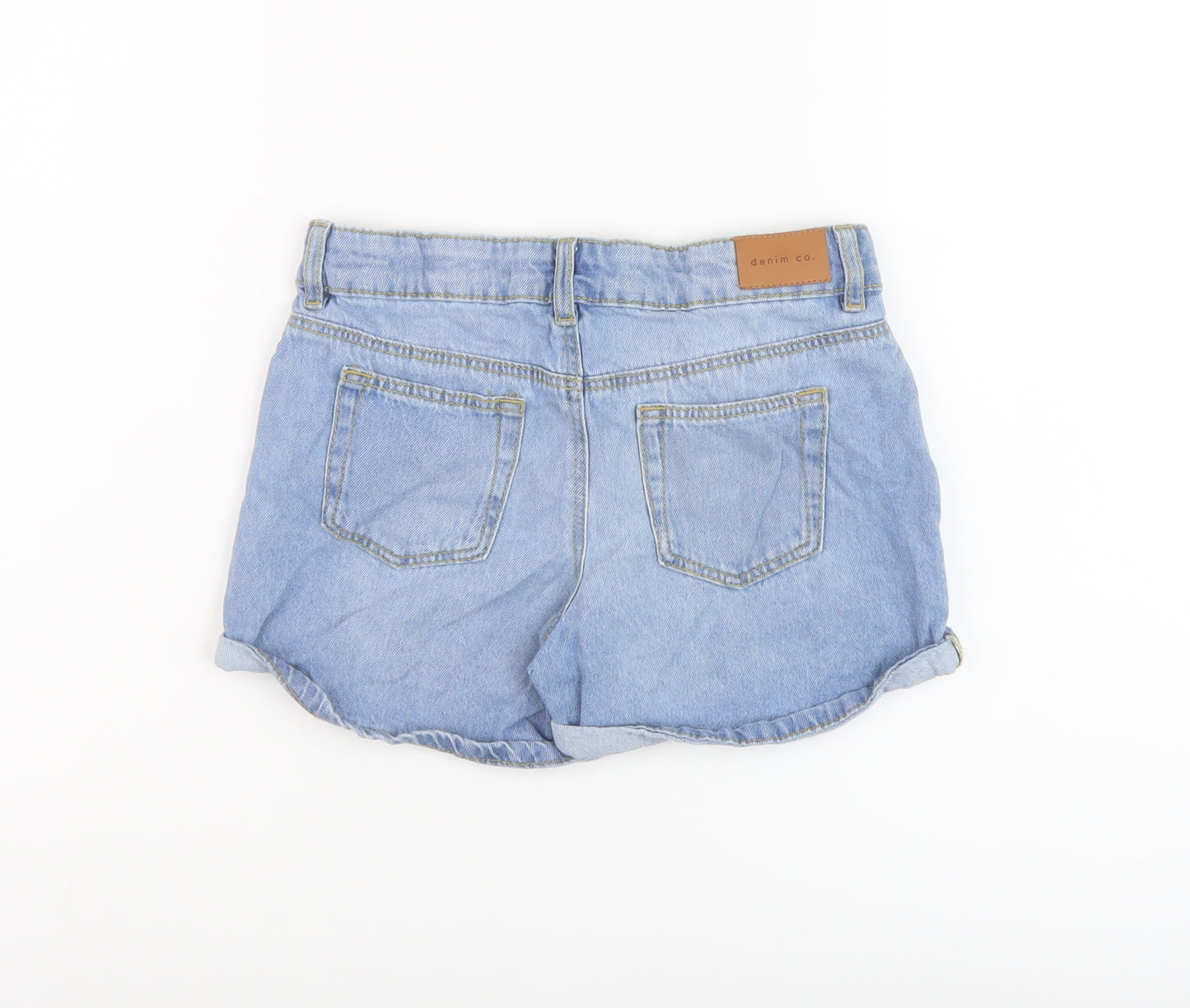 Denim & Co. Girls Blue Cotton Hot Pants Shorts Size 10-11 Years Regular Zip