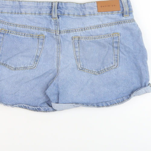 Denim & Co. Girls Blue Cotton Hot Pants Shorts Size 10-11 Years Regular Zip