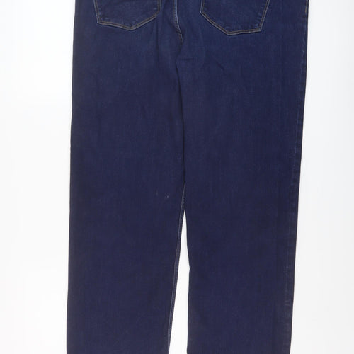 Marks and Spencer Womens Blue Cotton Straight Jeans Size 18 L29 in Regular Button