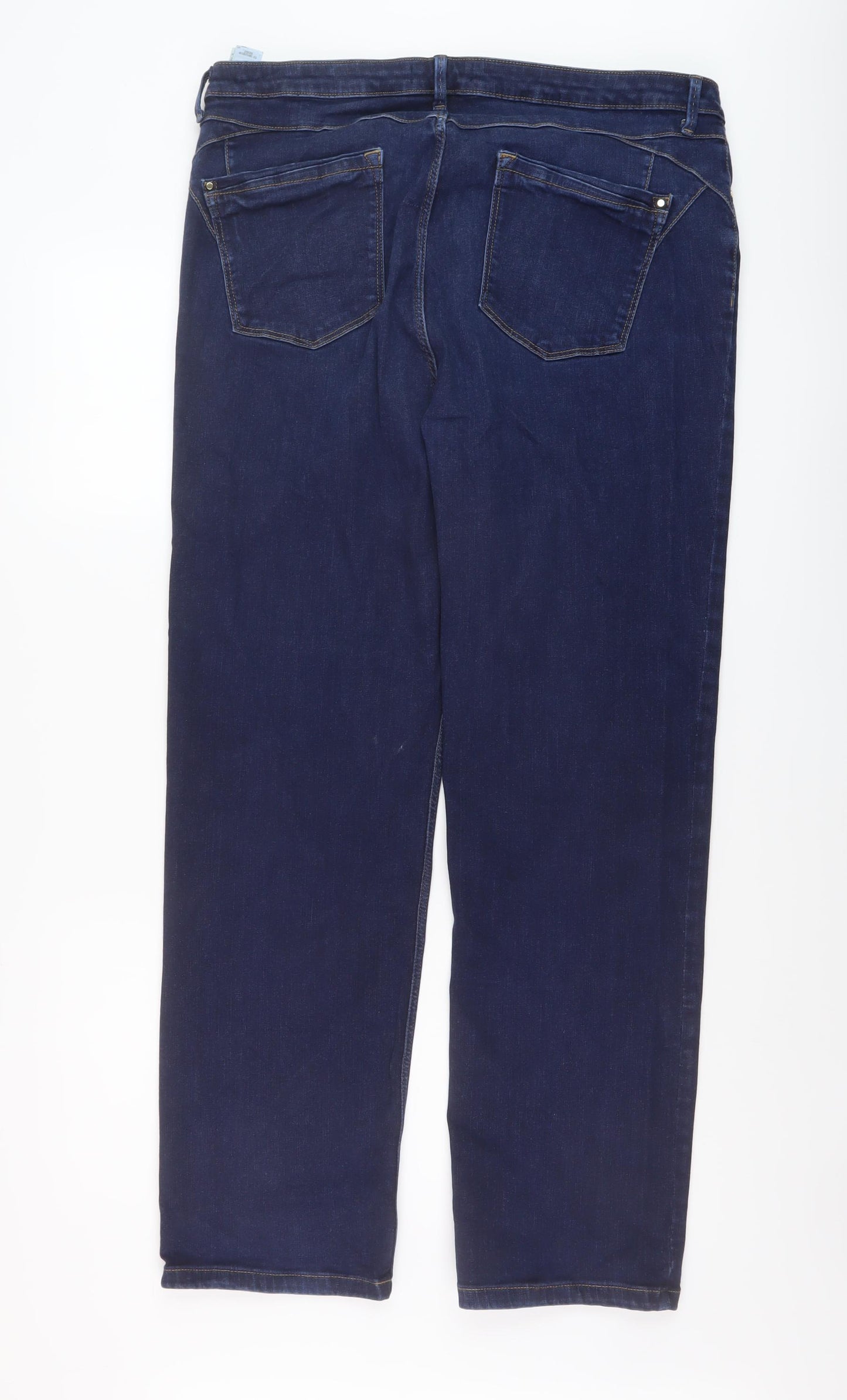 Marks and Spencer Womens Blue Cotton Straight Jeans Size 18 L29 in Regular Button