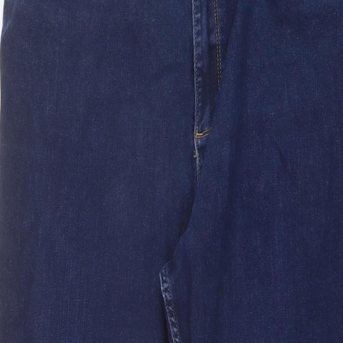 Marks and Spencer Womens Blue Cotton Straight Jeans Size 18 L29 in Regular Button