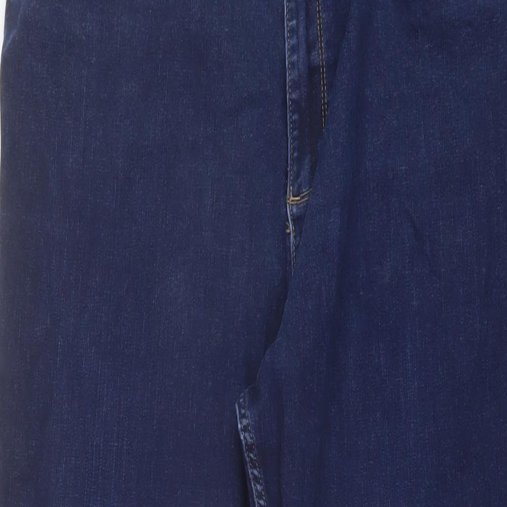 Marks and Spencer Womens Blue Cotton Straight Jeans Size 18 L29 in Regular Button