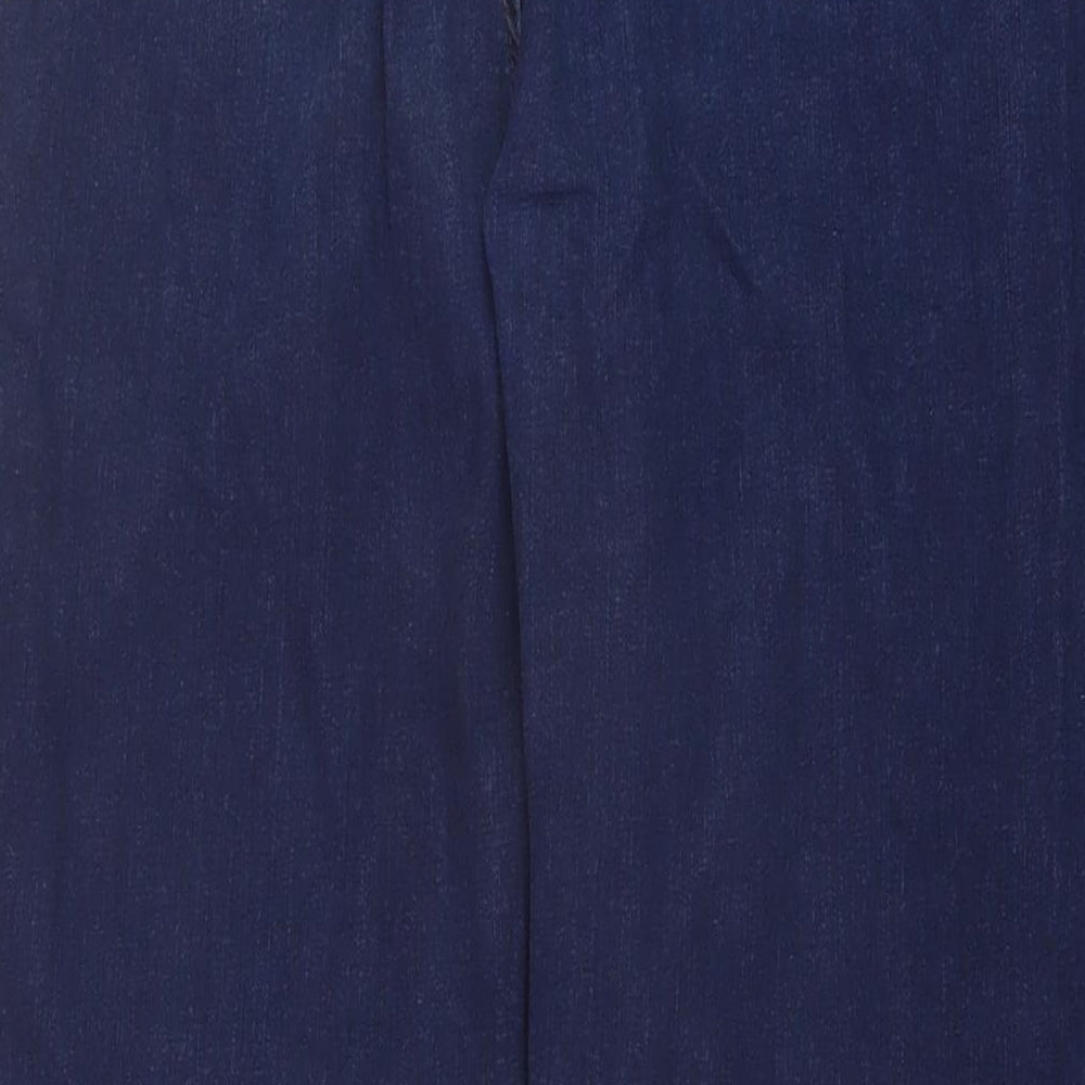 Marks and Spencer Womens Blue Cotton Straight Jeans Size 18 L29 in Regular Button