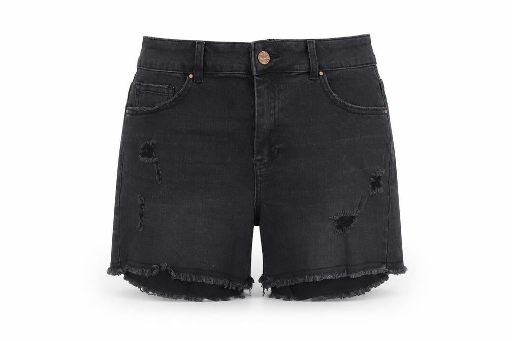 Simply Be Womens Black Cotton Mom Shorts Size 12 L5 in Regular Button