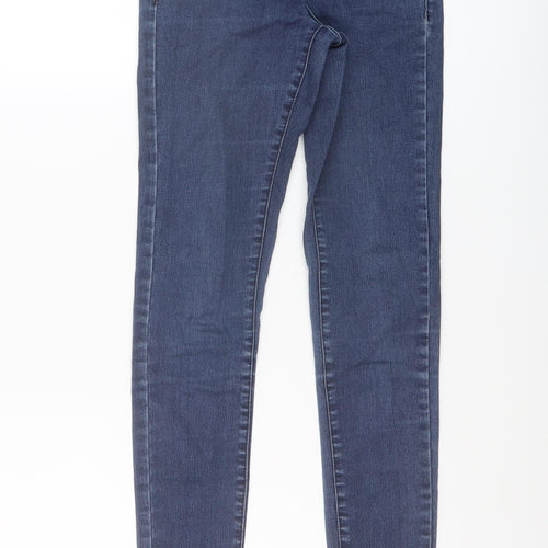 Miss Selfridge Womens Blue Cotton Skinny Jeans Size 6 L29 in Regular Button