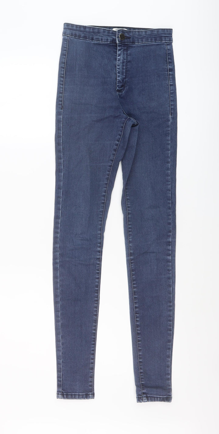 Miss Selfridge Womens Blue Cotton Skinny Jeans Size 6 L29 in Regular Button