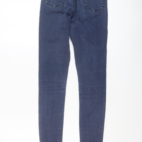Miss Selfridge Womens Blue Cotton Skinny Jeans Size 6 L29 in Regular Button