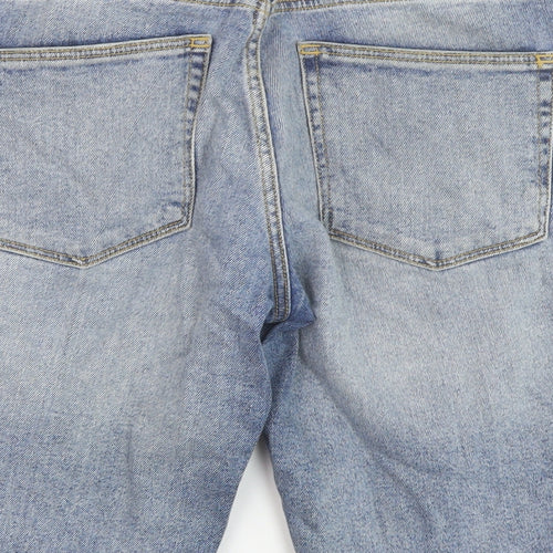 New Look Mens Blue Cotton Bermuda Shorts Size 32 in L12 in Regular Button
