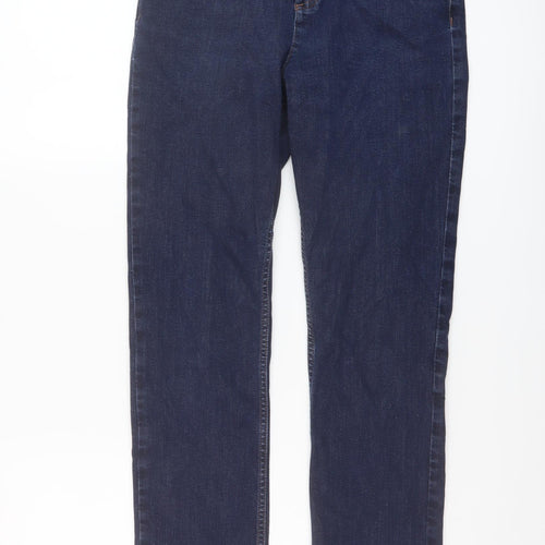 Marks and Spencer Womens Blue Cotton Straight Jeans Size 10 L27 in Regular Button