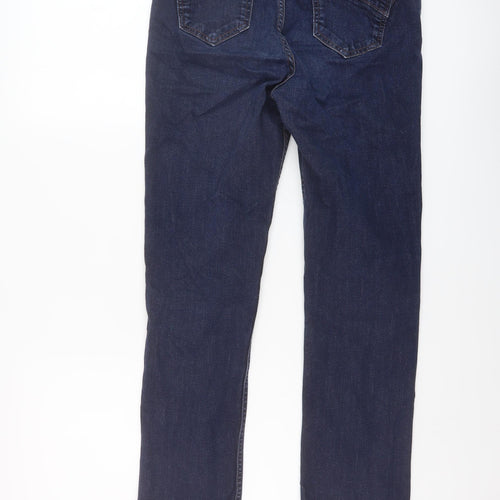 Marks and Spencer Womens Blue Cotton Straight Jeans Size 10 L27 in Regular Button