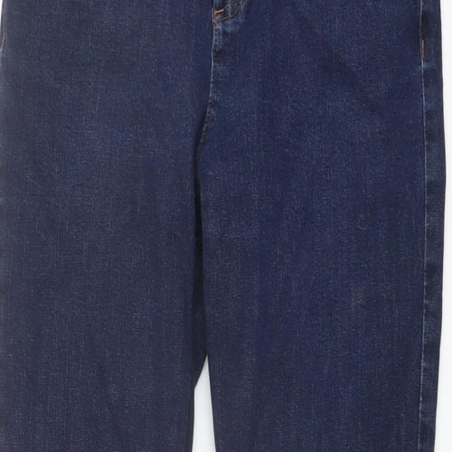 Marks and Spencer Womens Blue Cotton Straight Jeans Size 10 L27 in Regular Button