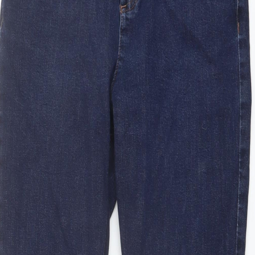 Marks and Spencer Womens Blue Cotton Straight Jeans Size 10 L27 in Regular Button