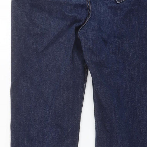 Marks and Spencer Womens Blue Cotton Straight Jeans Size 10 L27 in Regular Button