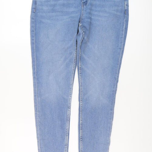 Marks and Spencer Womens Blue Cotton Skinny Jeans Size 12 L26 in Regular Button
