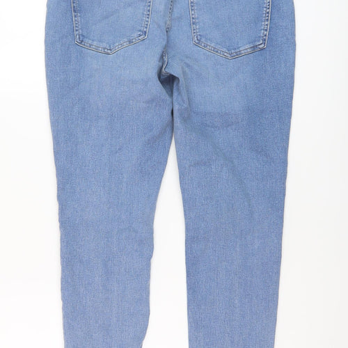 Marks and Spencer Womens Blue Cotton Skinny Jeans Size 12 L26 in Regular Button