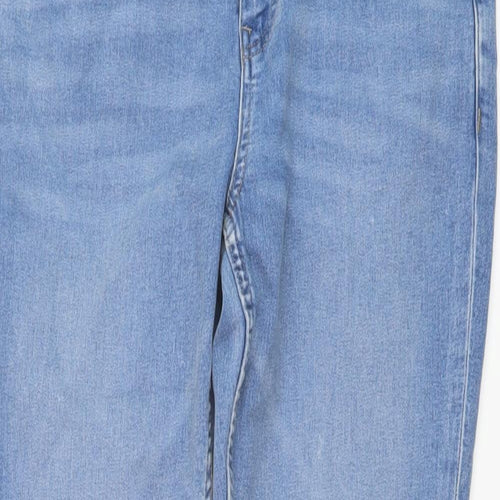 Marks and Spencer Womens Blue Cotton Skinny Jeans Size 12 L26 in Regular Button