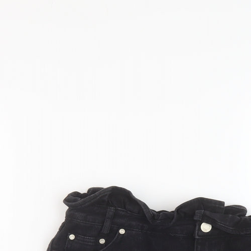 Missguided Womens Black Cotton A-Line Skirt Size 14 Button